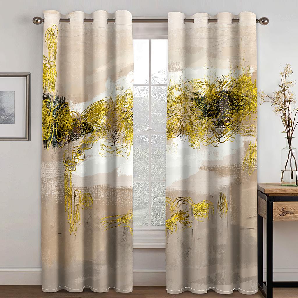 

3D Современное искусство Цвет Моранди Шторы 2 панели Европейская роскошь Дом Гостиная Спальня Балкон Кухня Декоративные шторы 50W130H(CM)X2PCS&HooK