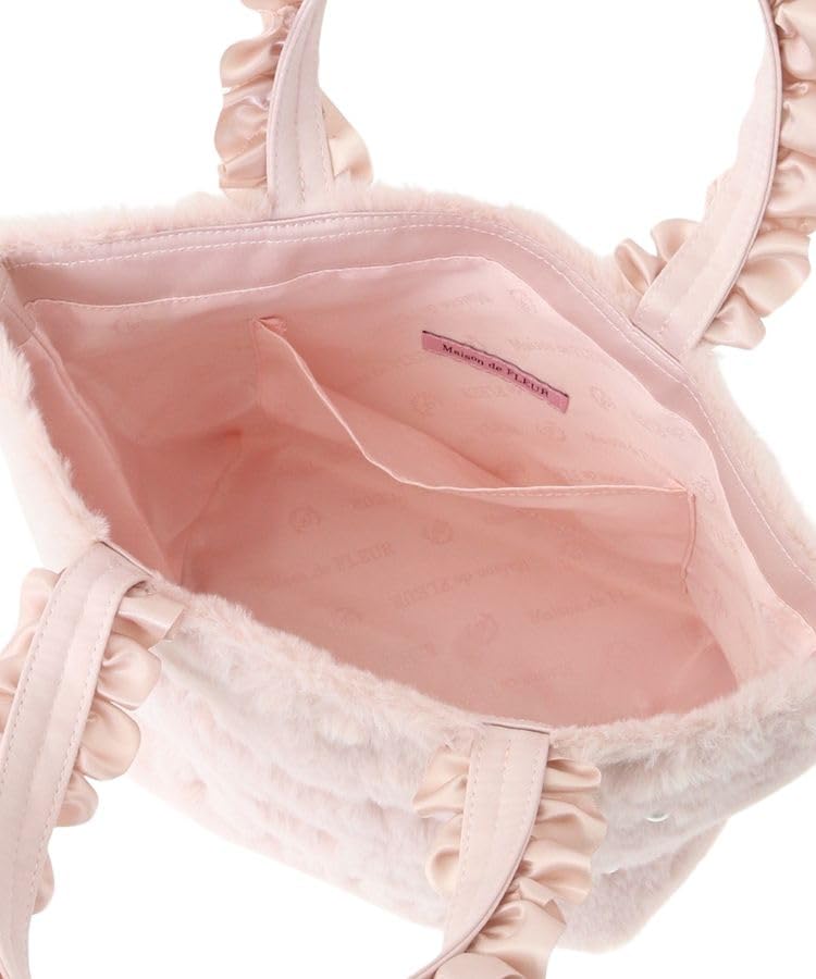 De Apparel Memorial Fur Pearl Frill Handle Tote Bag for Lavender [Maison Fleur] Women,