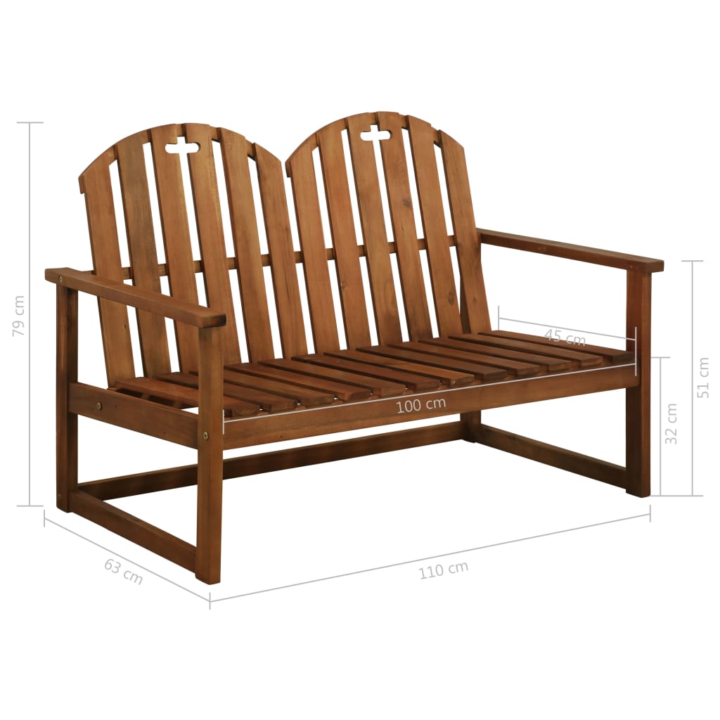 Garden Bench, 110 Cm, Solid Acacia Wood