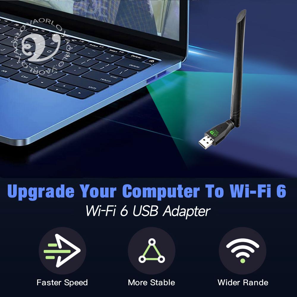 WIFI 6 USB Adapter AX300 Wireless Network Card Dongle 2.4GHz 802.11AX Antenna Signal Reception For Laptop Win7/10/11 Driver Free