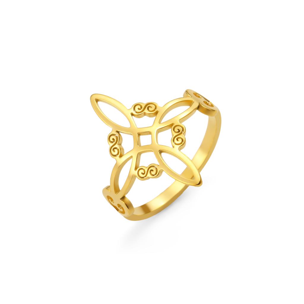 LIKGREAT Vintage Witch Knot Ring for Women Men Stainless Steel Finger Rings Wicca Protection Good Luck Amulet Pagan Jewelry Gift