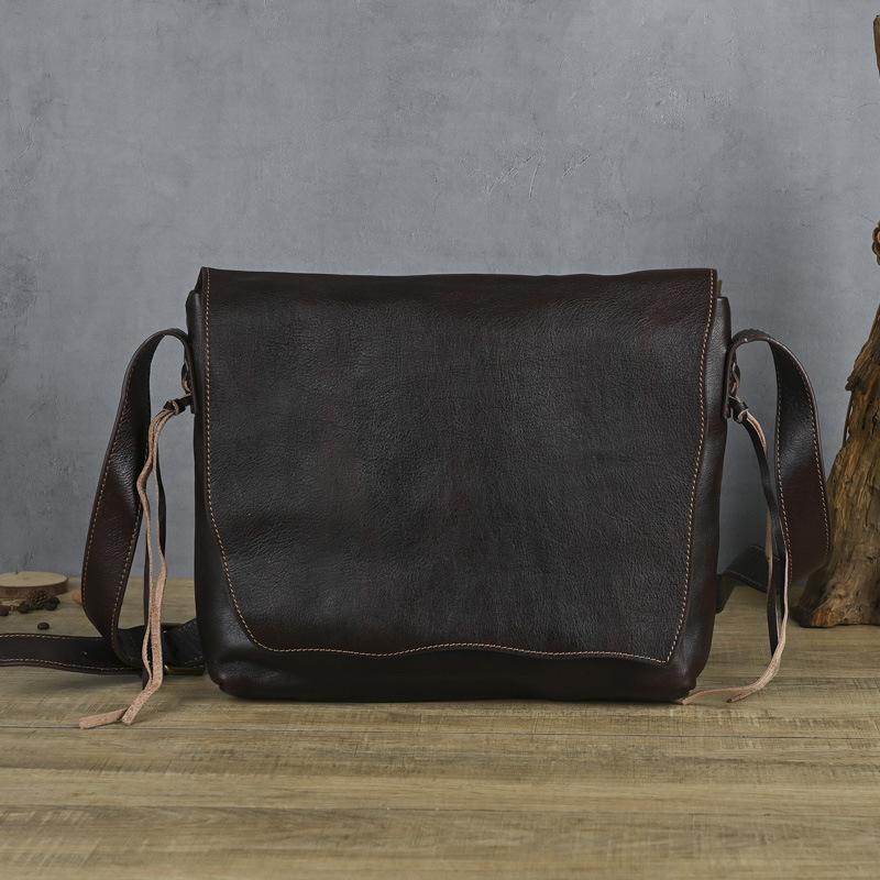 

Johnature Винтажная мужская сумка ручной работы из натуральной кожи, однотонная, универсальная, из коровьей кожи, большой вместимости, на плечо кофейный