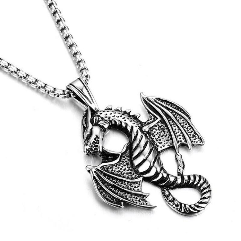 Western Dragon shaped Pendant Necklace, European and American Pendant Trendy Fashion Retro Jewelry