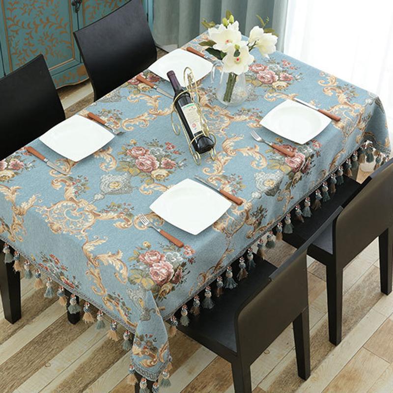 Embroidery Large European Square Tablecloth Chenille Jacquard Tablecloth Christmas Dining Table Cover Round Tablecloths for Wedding Decor Table Cloth