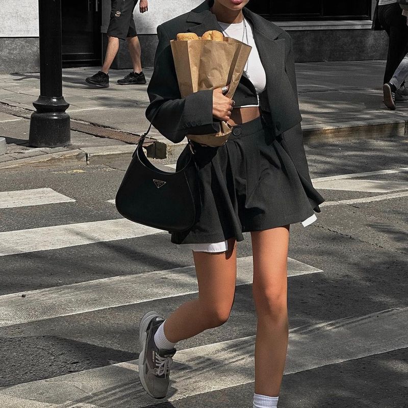 European and American Fashion Slimming Temperament Suit Two piece skirt Fashion Suit Short Skirt Set