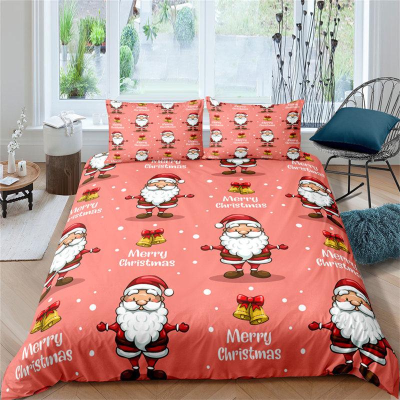Cartoon Santa Claus Bedding Set King Queen Size Microfiber Christmas Dogs 3D Print Duvet Cover For Kids Pillowcases Home Textile