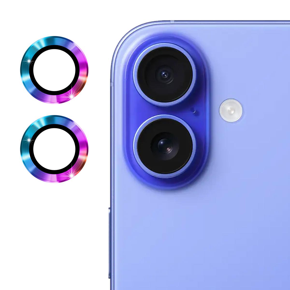

ENKAY HAT PRINCE 1Set For iPhone 16/16 Plus Camera Lens Film High Alumina Silicon Glass Lens Protector Colorful