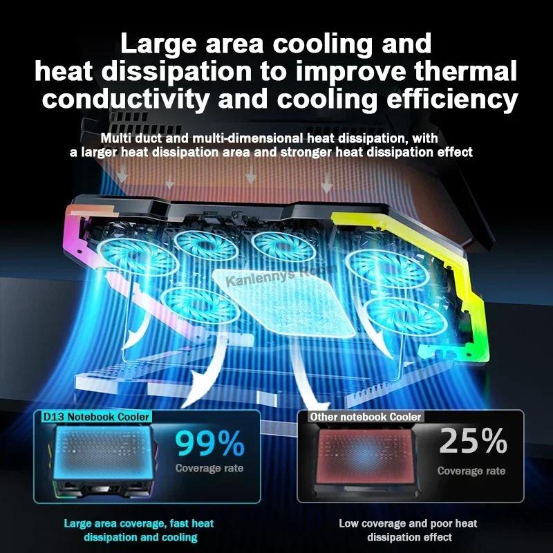 D13 Semiconductor Game Laptop Cooling Pad 8 Angles Adjustable Foldable LED Screen Notebooks Cooler Bracket For 12-21'' Computer