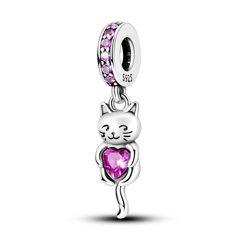 Cat Collection 925 Copper Charms Bead Persian Bell Anderson Multifarious Cats Dangle Fit Bangle Bracelet Necklace DIY Zircon