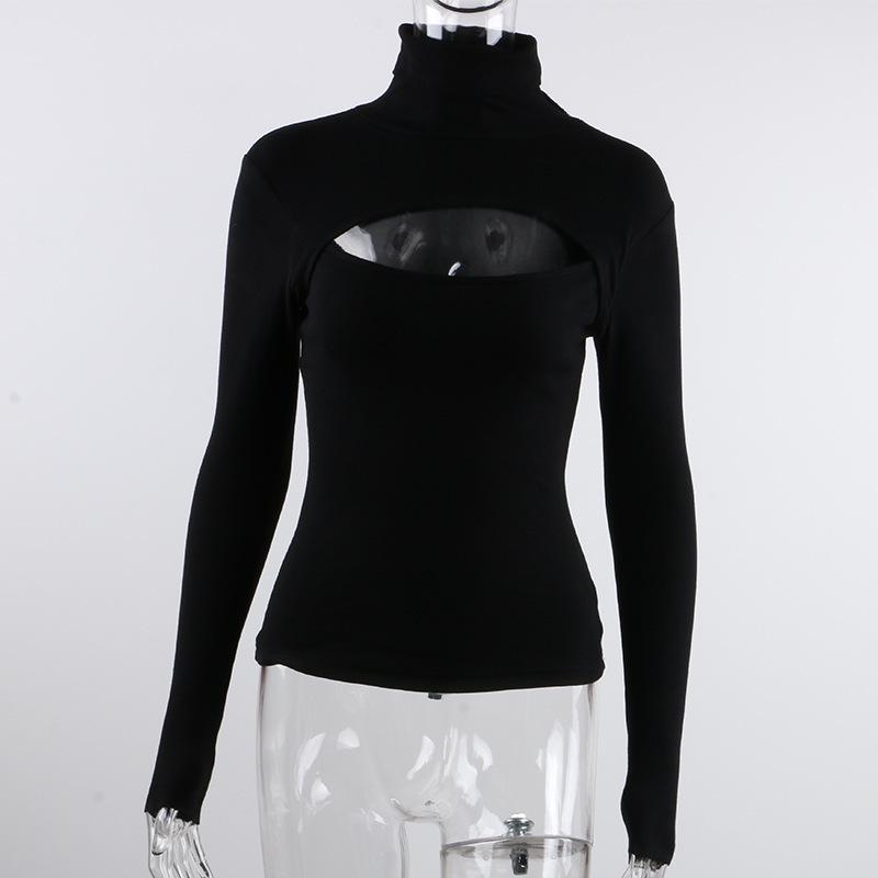 Women's Autumn & Winter Knit Chest-Revealing Long Sleeve Top - European and American Style