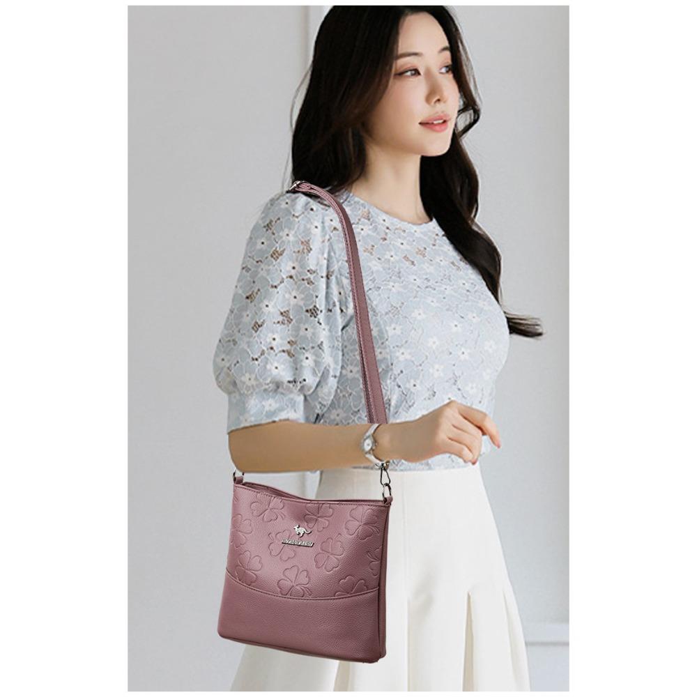 Women's Fashion Soft Leather Bucket Bag Large Capacity Shoulder Crossbody Bag For Middle-Aged Ladies