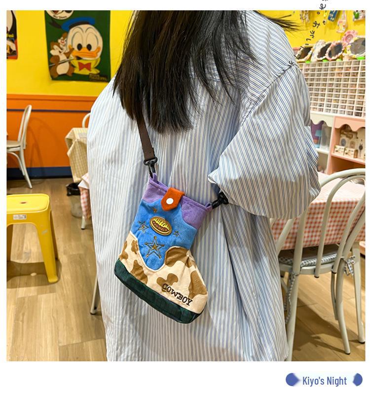 Cartoon Cute Nylon Shoulder Messenger Bag for Women - Autumn/Winter 2024 Collection.