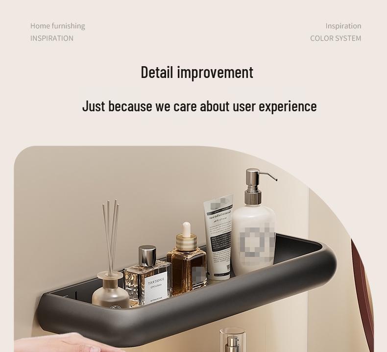 Punch-Free Gunmetal Bathroom Shelf: Wall-Mounted Storage for Vanity & Toilet