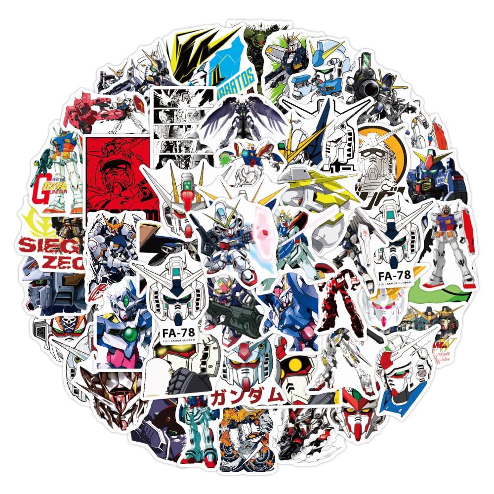 Sada nálepek Gundam 50 kusů Robot akční figurka Sada nálepek pro roboty Vhodné pro cyklistickou přilbu na notebook atd.