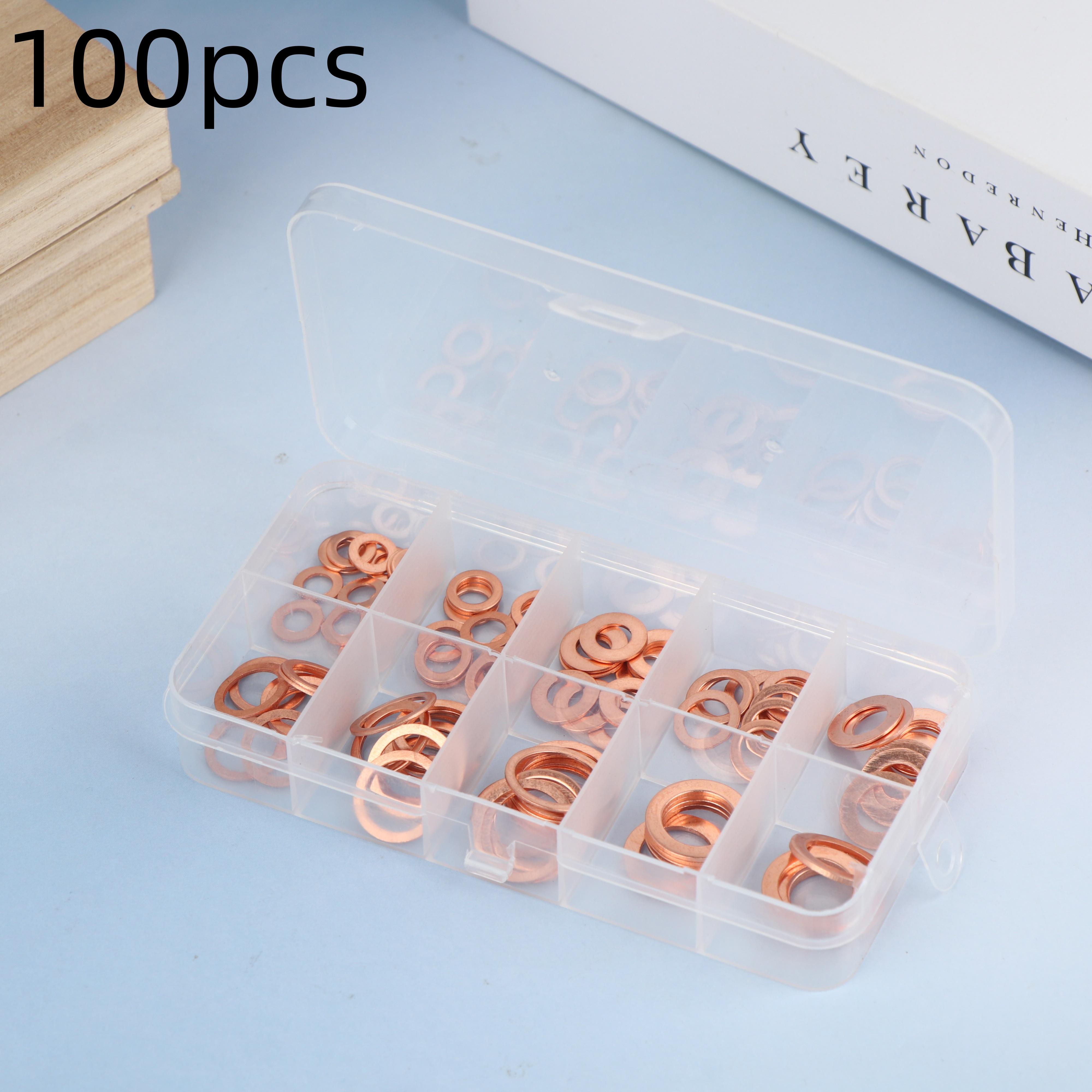 

100/200 шт. Медных шайб, гаек и болтов с коробкой M4/M5/M6/M8/M10/M12/M14 Комбинированный набор уплотнений для сливных пробок масляного поддона A2