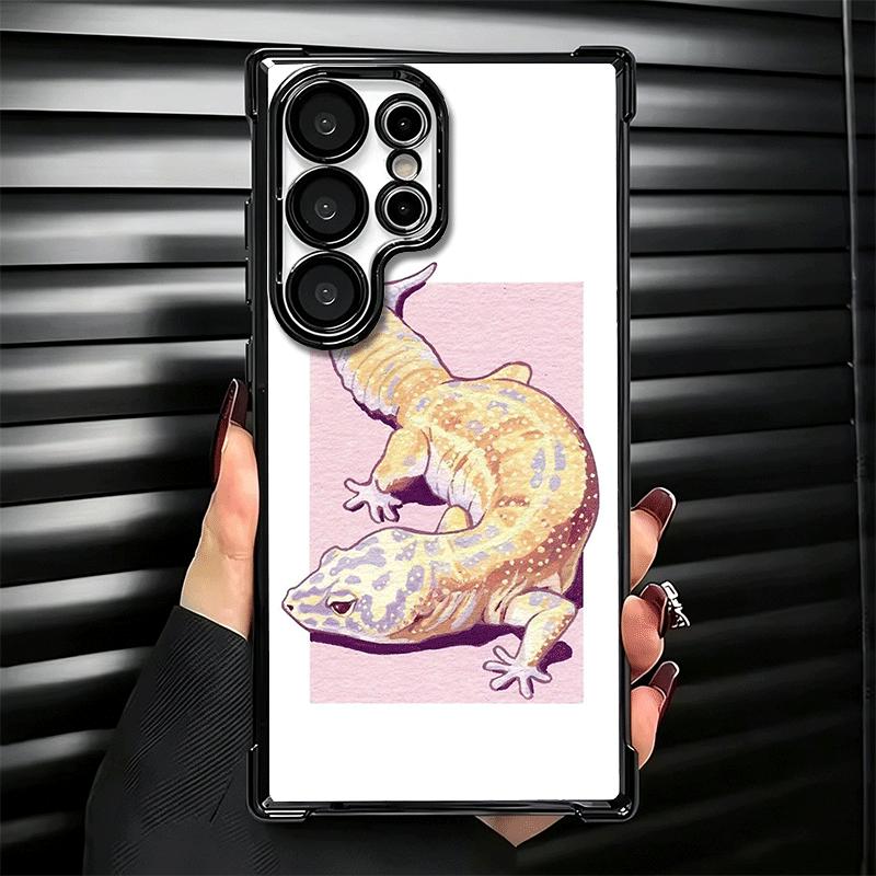 Lizards Geckos Cute Pet Plating Phone Case For Samsung Galaxy S24 S25 FE S26 Edge S23 Ultra S22 S21 Plus S20 Anti-Fall Airabag C