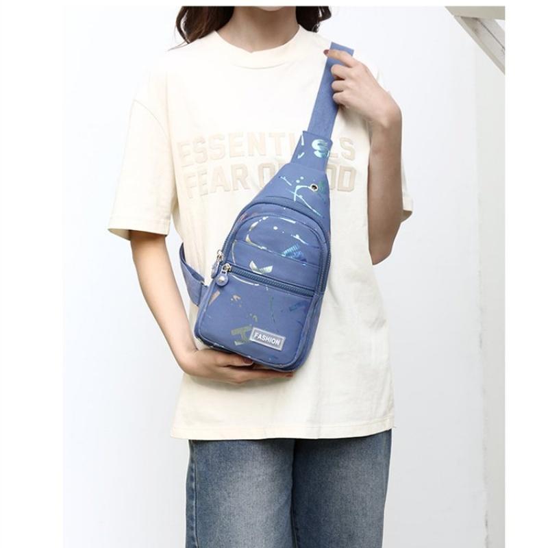 Women'S Chest Bags Geometric Print Oxford Cloth Casual Crossbody Bag Sports Travel Outdoor Chest Shoulder Bags