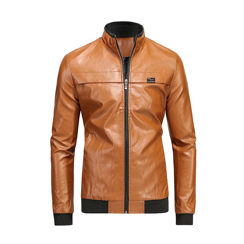 New Stand Collar Youth Motorcycle Men's Pu Leather Jacket Casual Men's Leather Jacket Jacket for Men