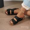 Large-sized Shoes One-line Thick-soled Shoes Slippers Women's Lightweight Riveted Open-toe Flip-flops