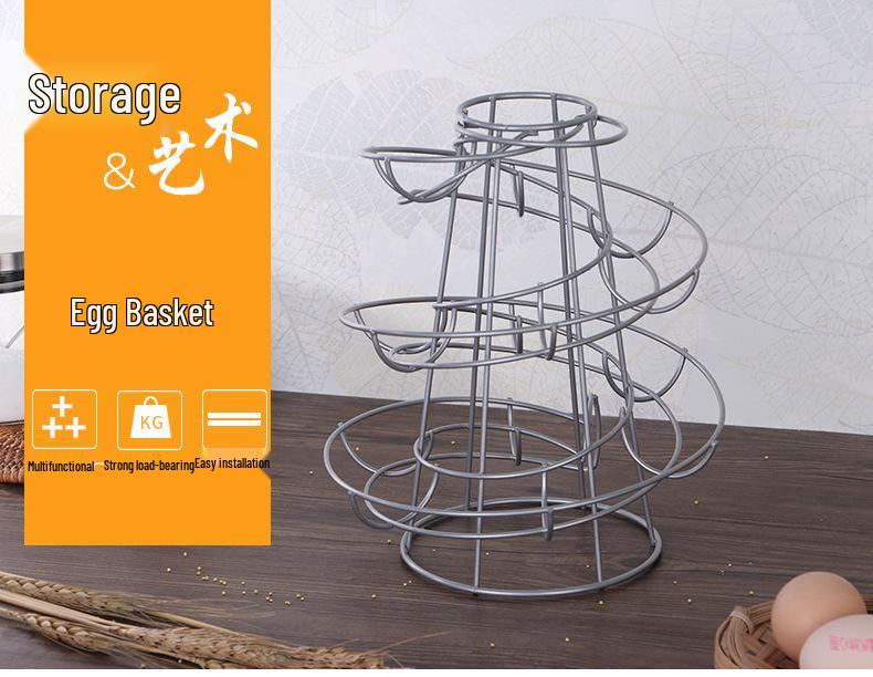 Multi-use Spiral Egg Rack – Iron Art Hanging Basket for Kitchen Storage