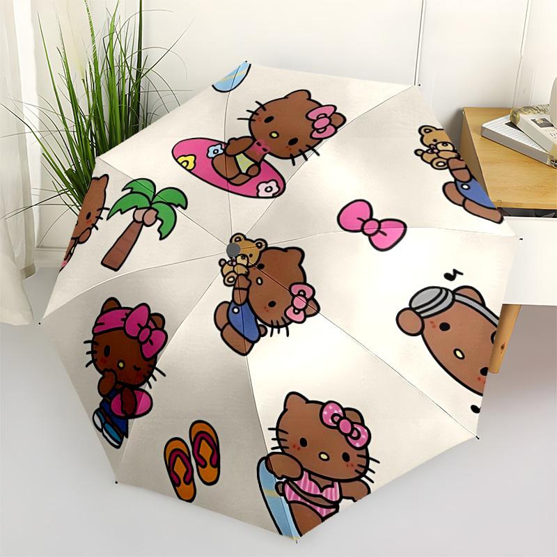 

1pc Hello Kitty Automatic Folding Umbrella - 8-Rib Automatic Open/Close, Portable Collapsible Compact Umbrella yy251218020