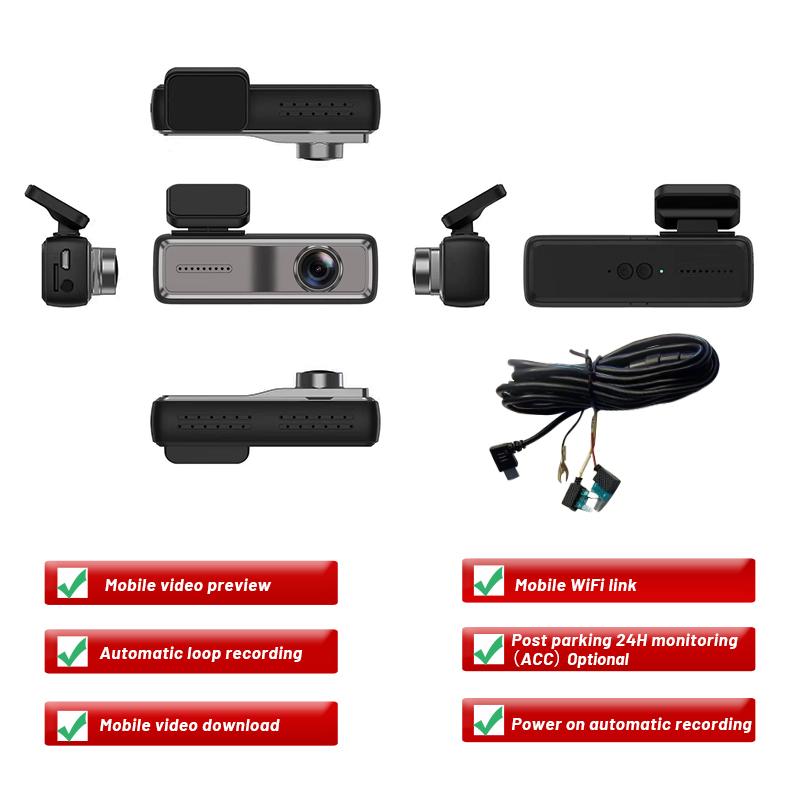 Auto Car Dvr 2K HD1440P Video Camera Mobile Wifi Dash Cam USB Glass Lens Rear View Night Vision Driving Recorder Black Box