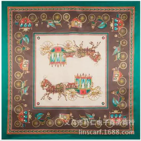 New Oil Painting Floral Print Women Silk Scarf Large Square Scarves Female Bandana Fashion Ladies Hijab Kerchief Scarves