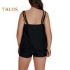 2Pcs/Set Women Tankini Set U-neck Sleeveless Tops High Waist Swimming Trunks Set Split Design Beach Vacation Wear