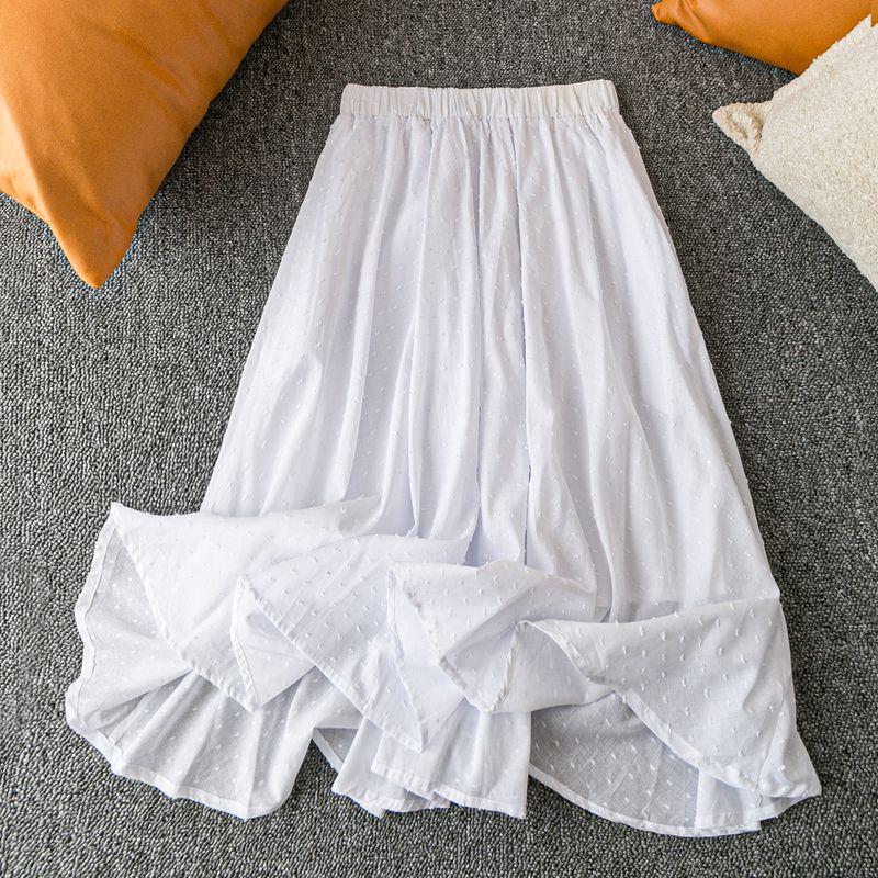 

Spring & Fall Export K-style New Arrival Casual Fashion All-Match Minimalist a Version Elastic Waist Skirt White All yards