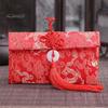 Faux Silk Red Envelope Chinese Wedding Red Pocket Lucky Money Hongbao Card Cash Envelope with Chinese Knot for New Year Spring Festival Wedding