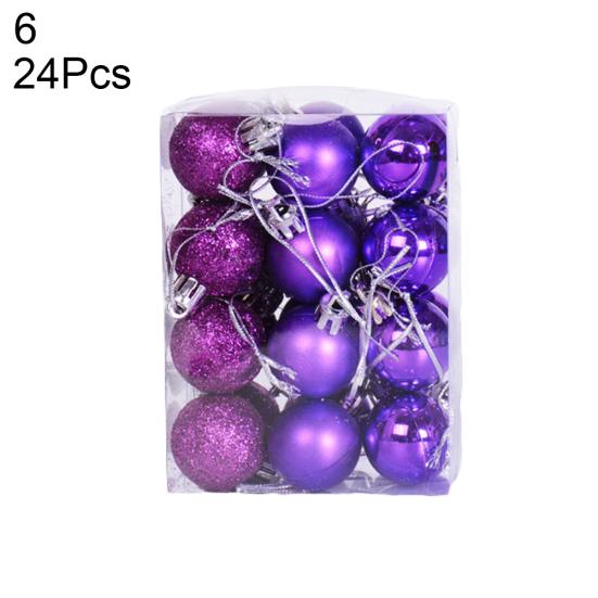 24 Stück 3 cm große Kunststoff-Weihnachtsbaumkugeln für Zuhause, Party, hängende Ornamente