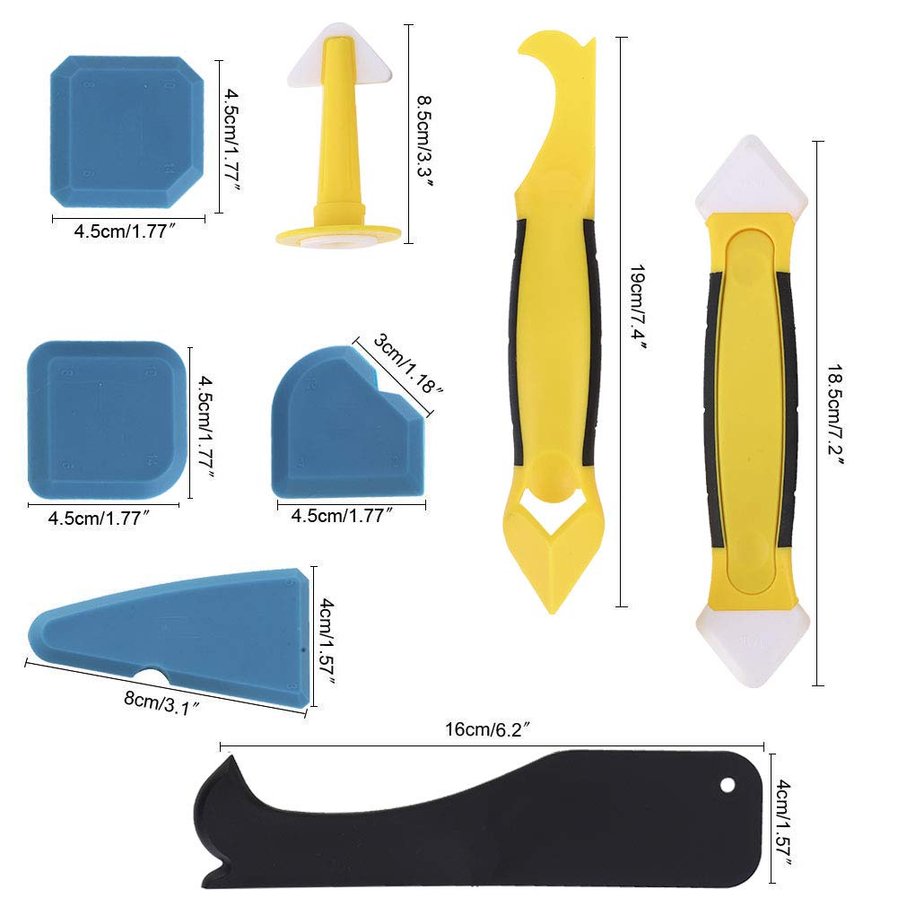 Walfront 8Pcs Plastic Spatula Silicone Sealant Remover Hand Operated Tool Scraper Joint Silicone Grout Remover Plastic Scraper, Scraper
