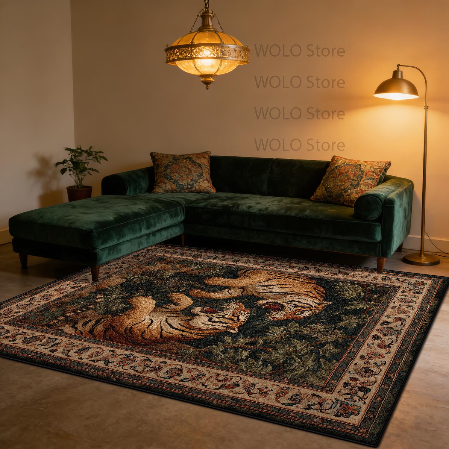 

Classical Tiger Design Carpet Traditional Culture Decoration Living Room Bedroom Lounge Rug Non-slip Washable Mat Customizable 60x90cm