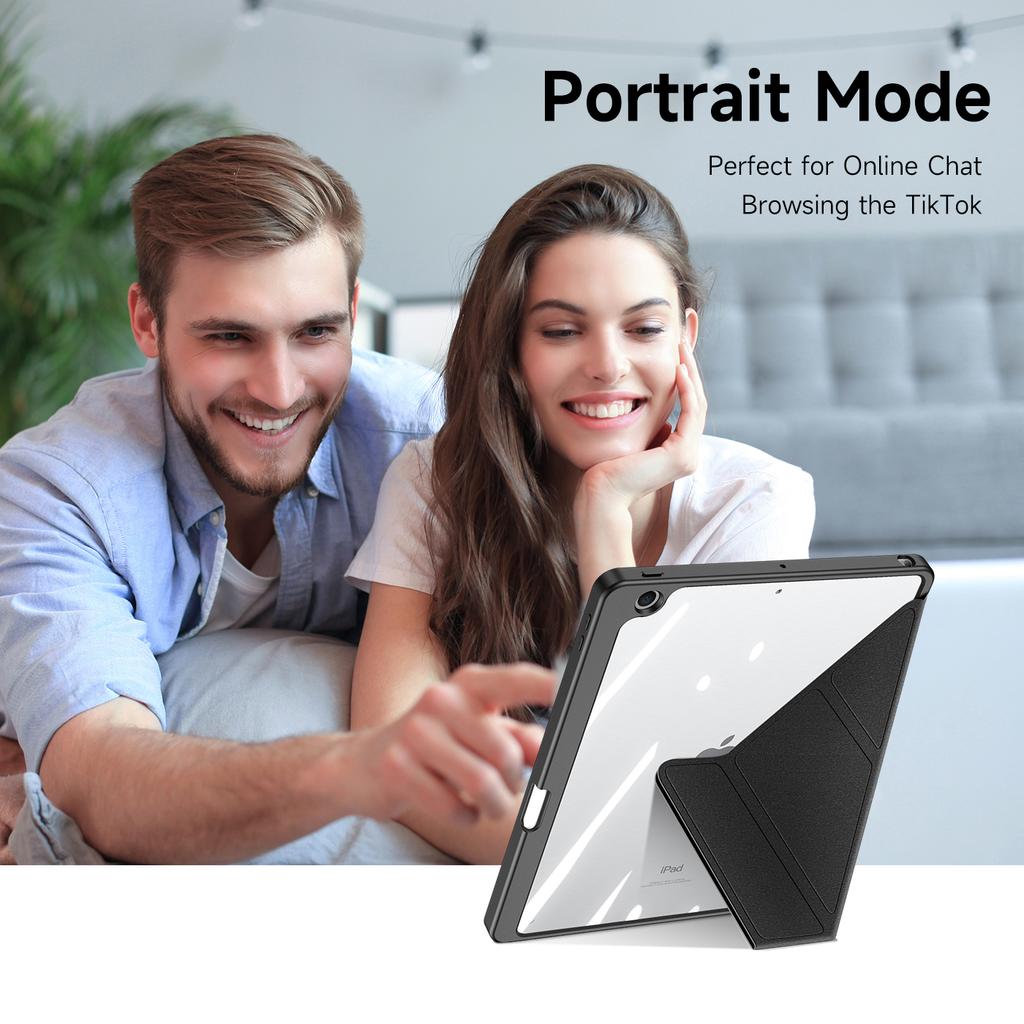 For Apple iPad 10.2 2026/iPad Pro 12.9 11/iPad Air 4 5 Case Detachable Tablet Multiple Stand Angles Clear Back Cover Mini 6