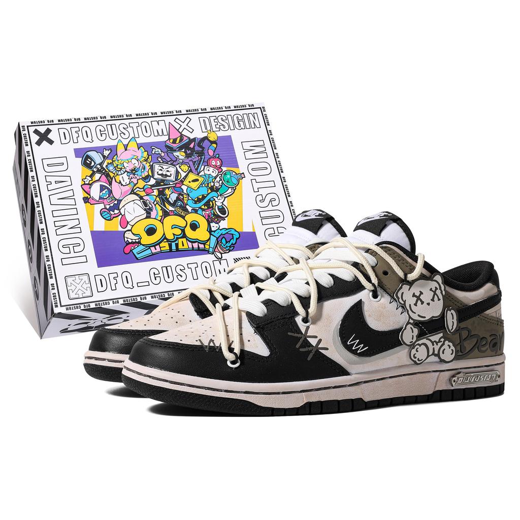Nike Dunk Quick Dry Abrasion Resistant Balance Low top Skateboard Shoes GS Black Brown CW1590-100(TeamM-S-BOX)
