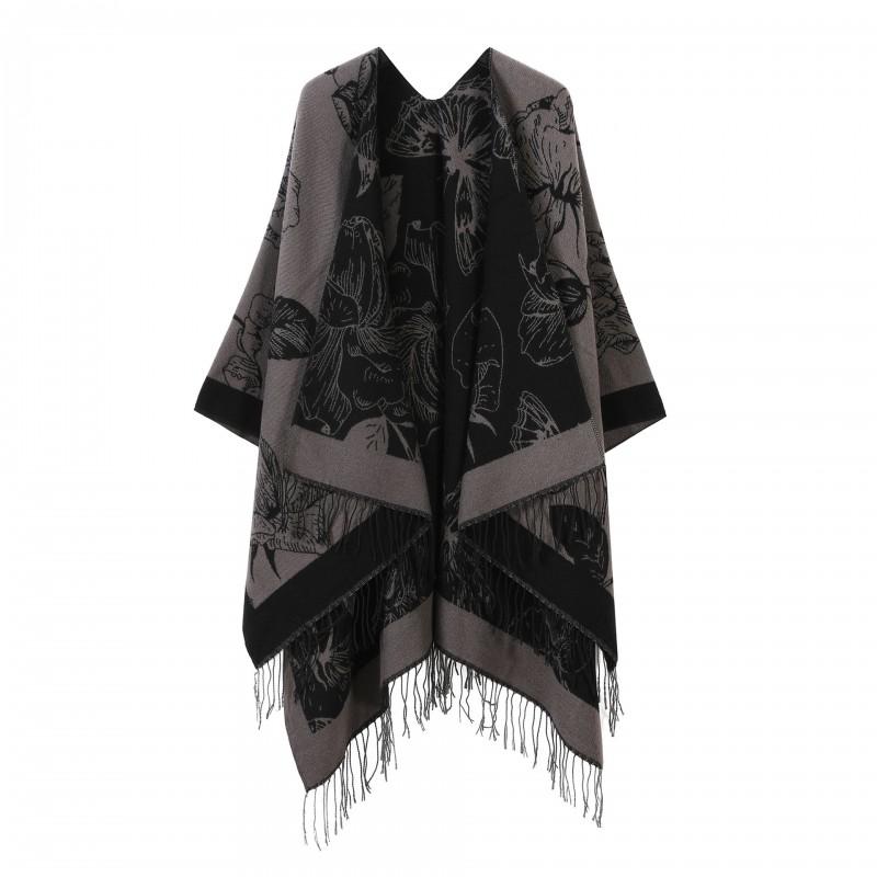 Elegant Vintage Shawl Cape Double-sided Tassel Split Travel Warmth