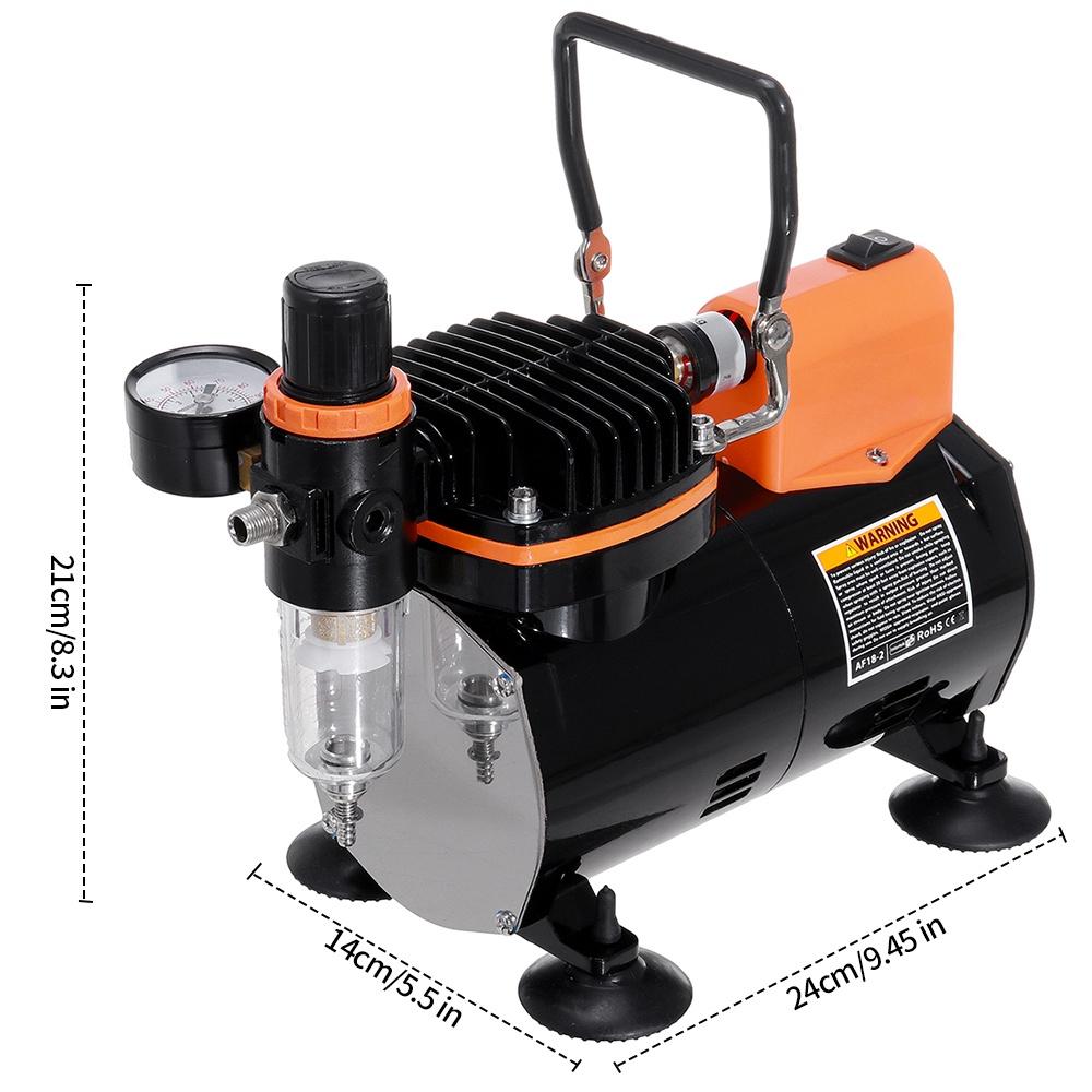 Professional Single Cylinder Piston Air Compressor Kit Oil-less Electric Spray Gun Paint Spray Set Nail Tattoo Cake Art Sprayer 9.45x5.5x8.3 in