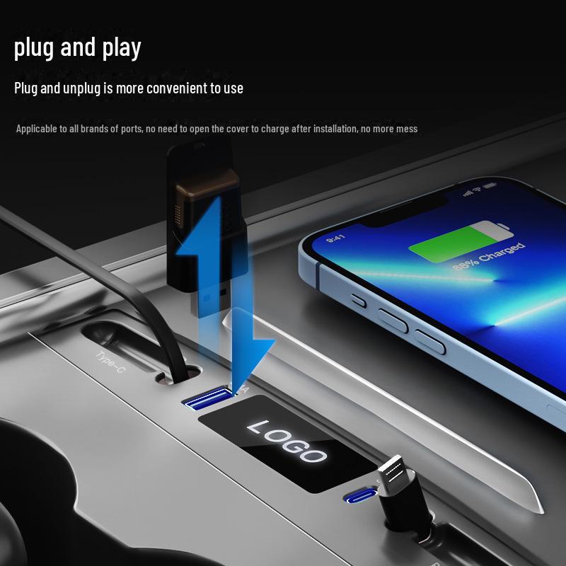 USB Telescopic Fast Charging Dock for Tesla Model 3/Model Y Central Console