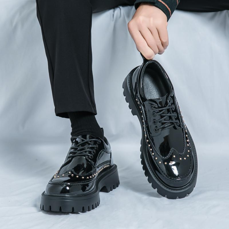 Fashion Thick Bottom Business Derby Shoes Formal Leather Shoes Men's Driving Shoes Wedding Fashion Quality Oxford Pointed Office Shoes