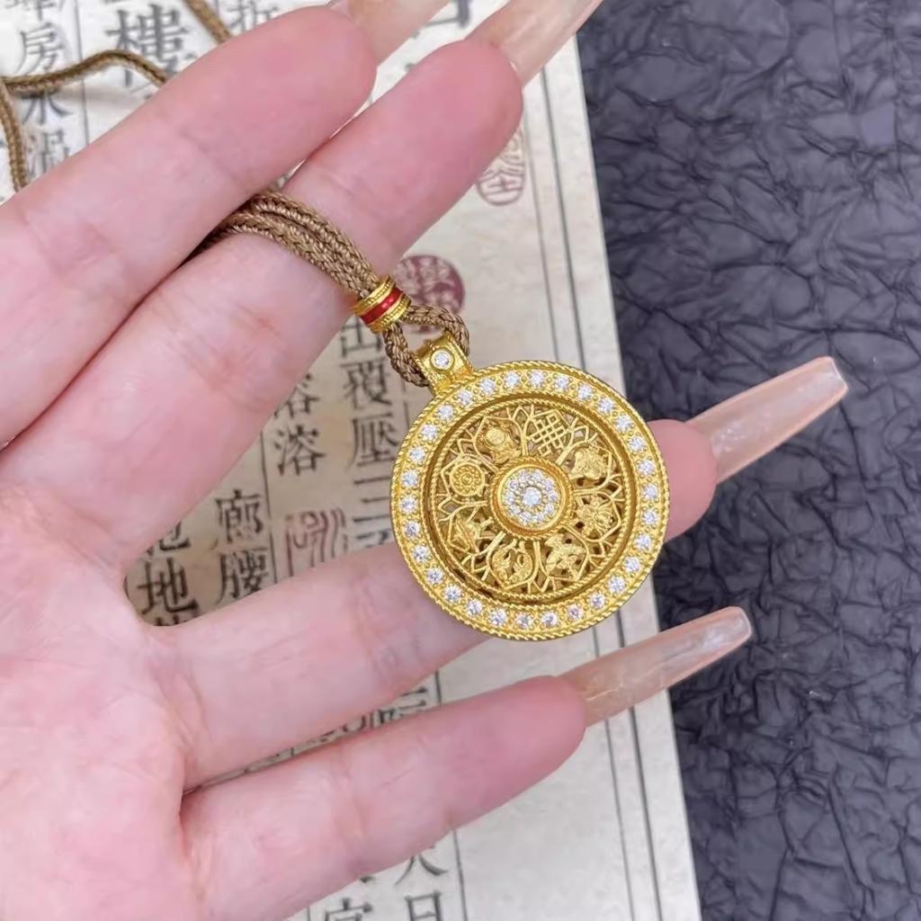 National Style Eight Treasures Compass Pendant Necklace Women's Light Luxury Clavicle Chain Retro Accessories