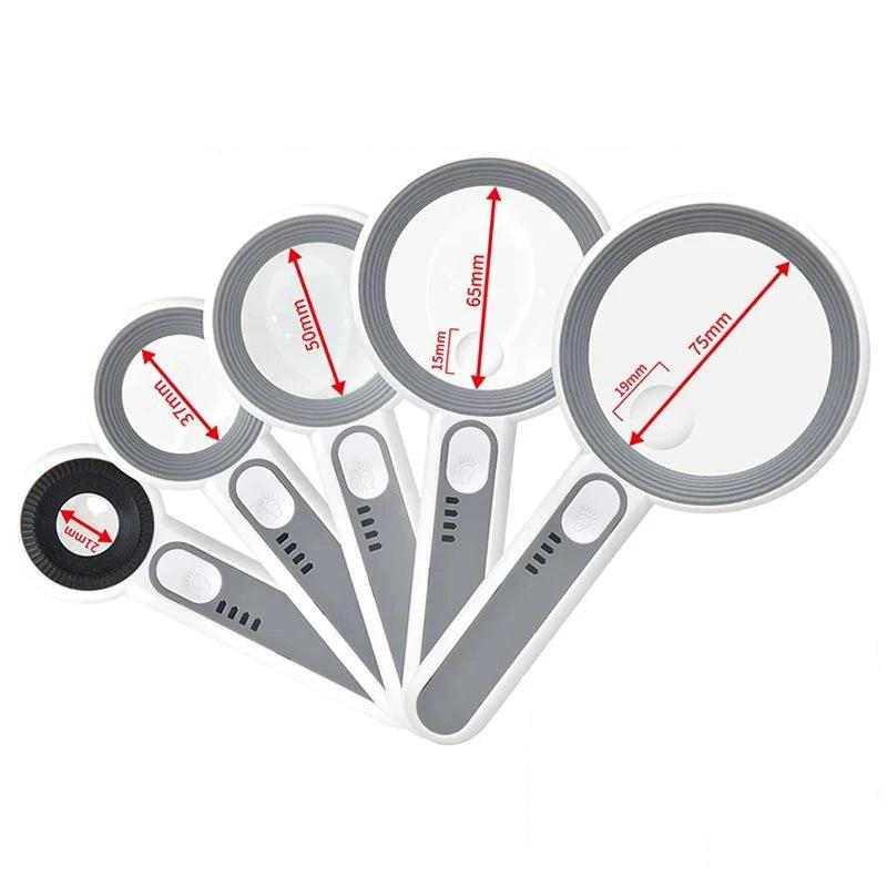 Sank Adjustable Lighted Magnifying Glass - High Magnification, Hardened Lens, Touch Switch, 5 Sizes