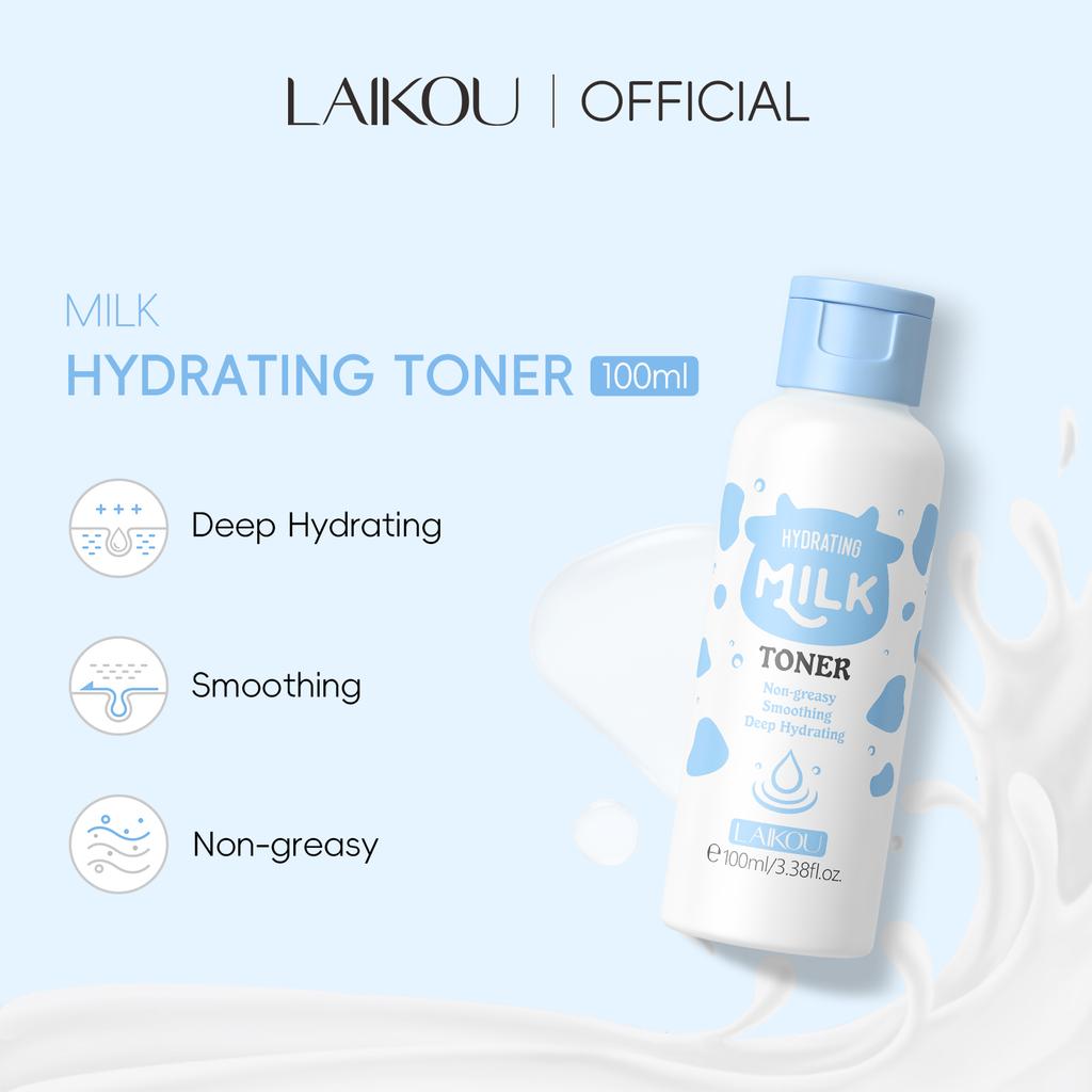 LAIKOU Hydratační pleťová voda s mlékem Hloubkově hydratační pleťová voda Vyhlazující Nemastný čistič pleti 100 ml