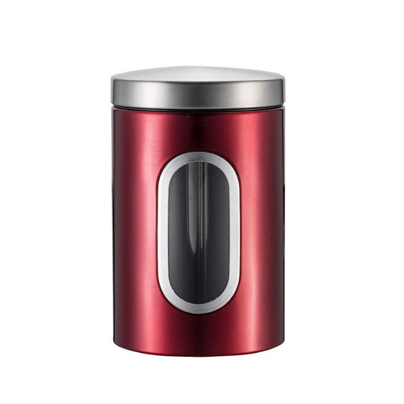 

Kitchen Visual Window Storage Jar Coffee Bean Sugar Tea Storage Food Grade Silver Gray Stainless Steel Sealed Jar