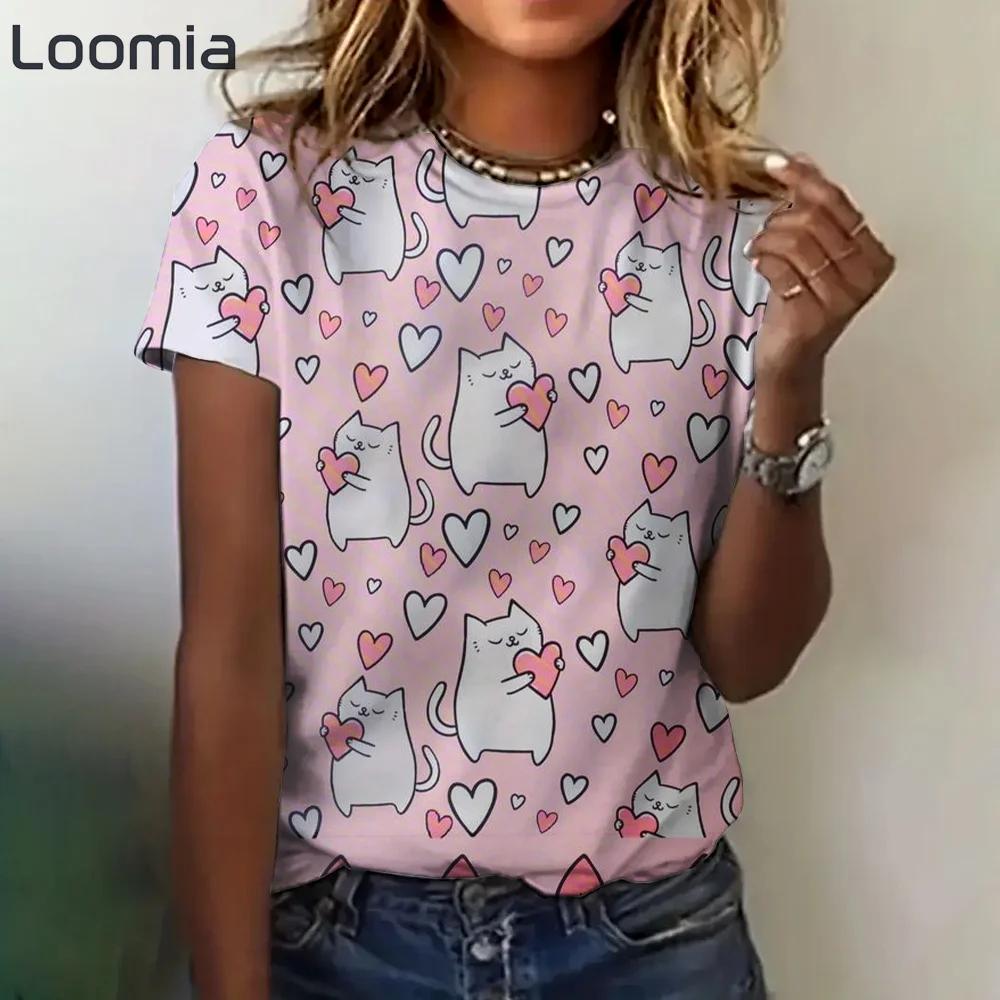 Cartoon Graphic Women's T Shirts Causal Short Sleeve Top Womenimitation Cotton Tees Oversized Female Clothing Ladies Summer Tees
