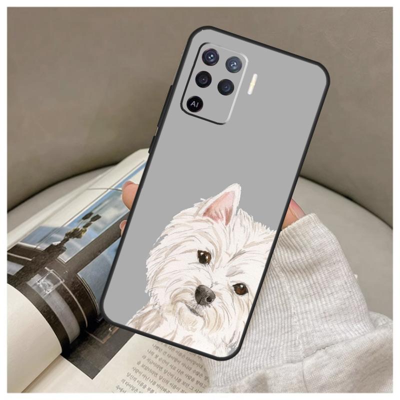 Cartoon Westie Dog Case For Oppo A74 A94 A54 A18 A38 A58 A78 A98 A80 A60 A40 A96 A76 A16 A15 A17 A57 A77 A5 Pro