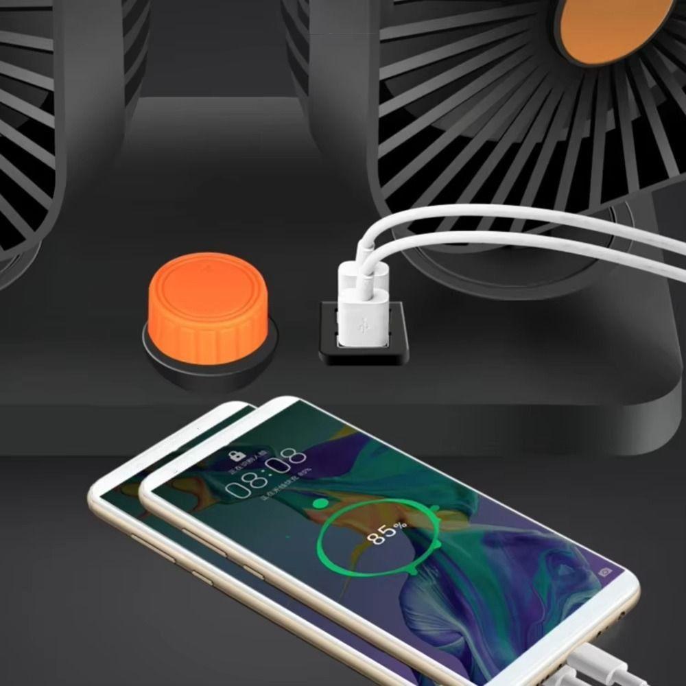 USB Charging Double-head Fan 2-speed Car Cooling Fan Car Air Outlet Fan  Home Cooler