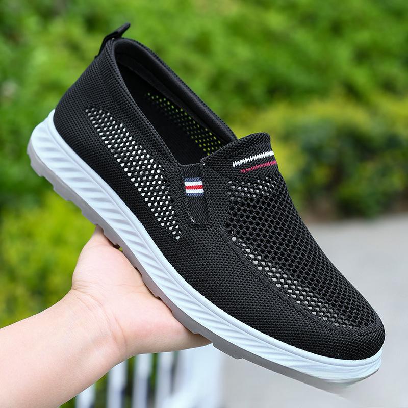 Summer hollow out Men's Shoes Lightweight breathable mesh Flats Middle elderly soft soled dad shoes
