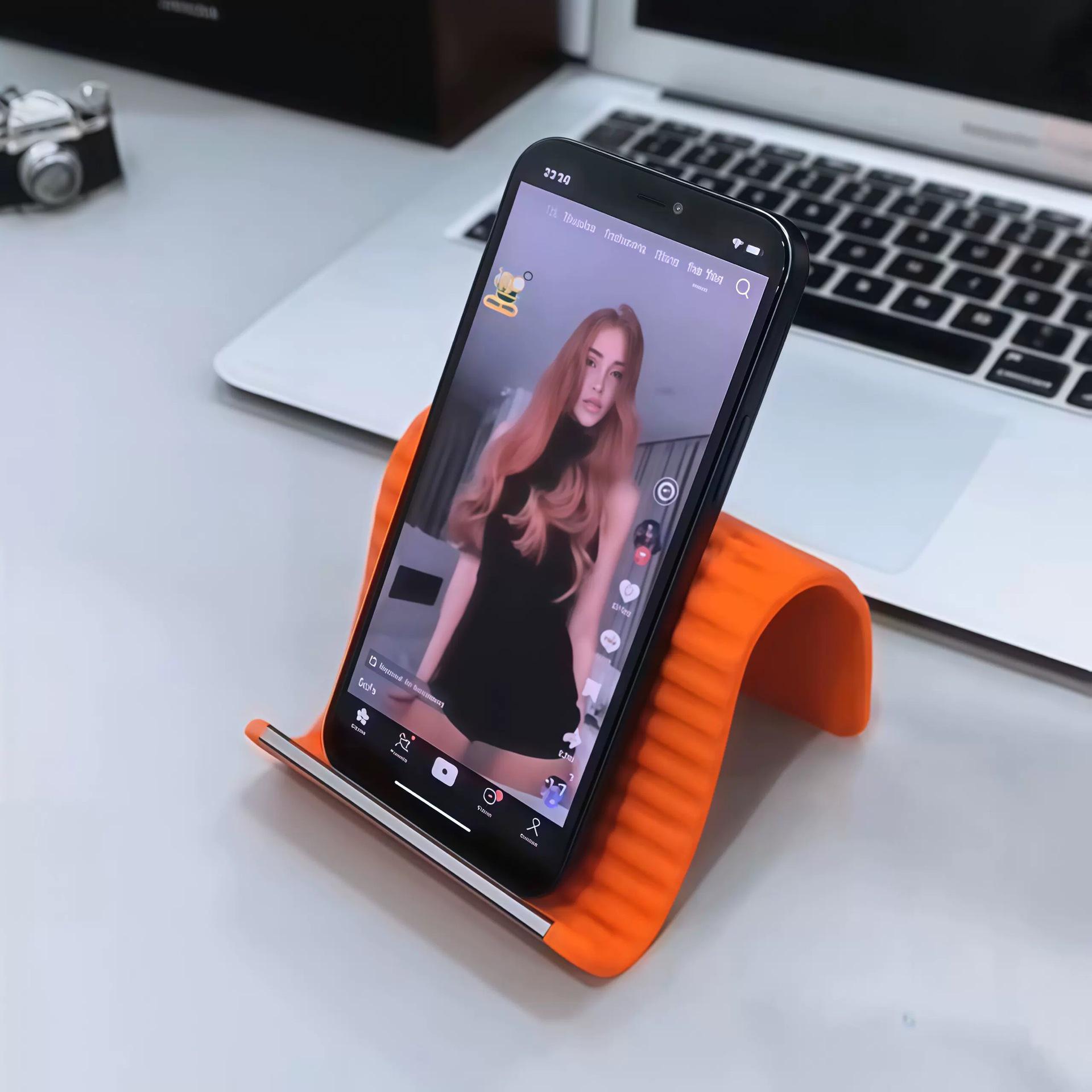 

Black Tech Silicone Foldable Desktop Phone Holder помаранчевий/червоний
