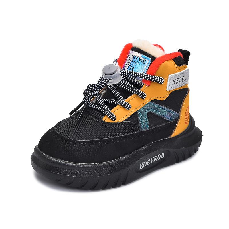 

New Winter Outdoor Snow Boots for Children, Thickened and Fleece-Lined Boys Cotton Boots21-30Children s shoes 21-25Code（One Hand5Doub чёрный