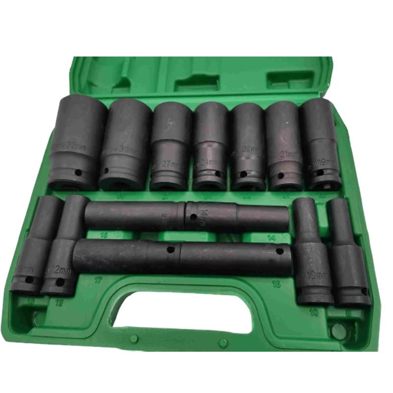 Lingxi 10-Piece Extended Hex Socket Set for Electric Impact Wrench (8-24mm)